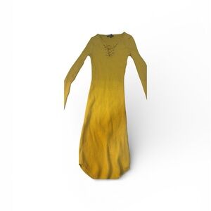 Fitted Yellow Long Sleeve Dress